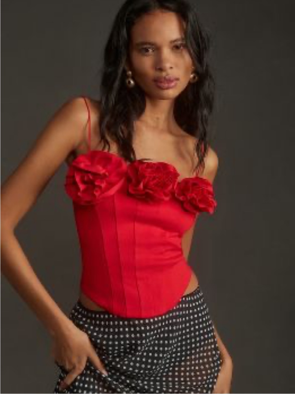 Sunday In Brooklyn Red Floral Corset Tank Top Bustier Cami Anthropologie